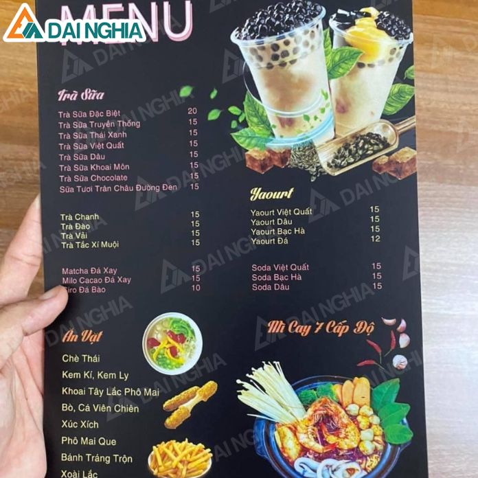 Menu quán trà sữa ngon